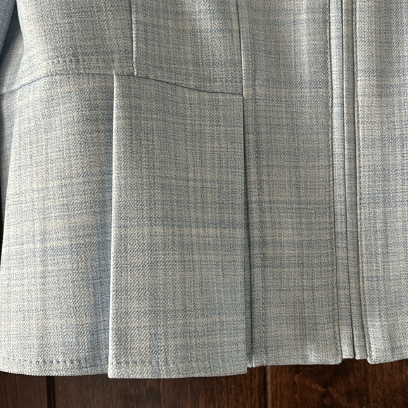 NWT White House Black Market plaid Blue-white soft plaid Blazer Jacket sz 12 - Picture 4 of 12